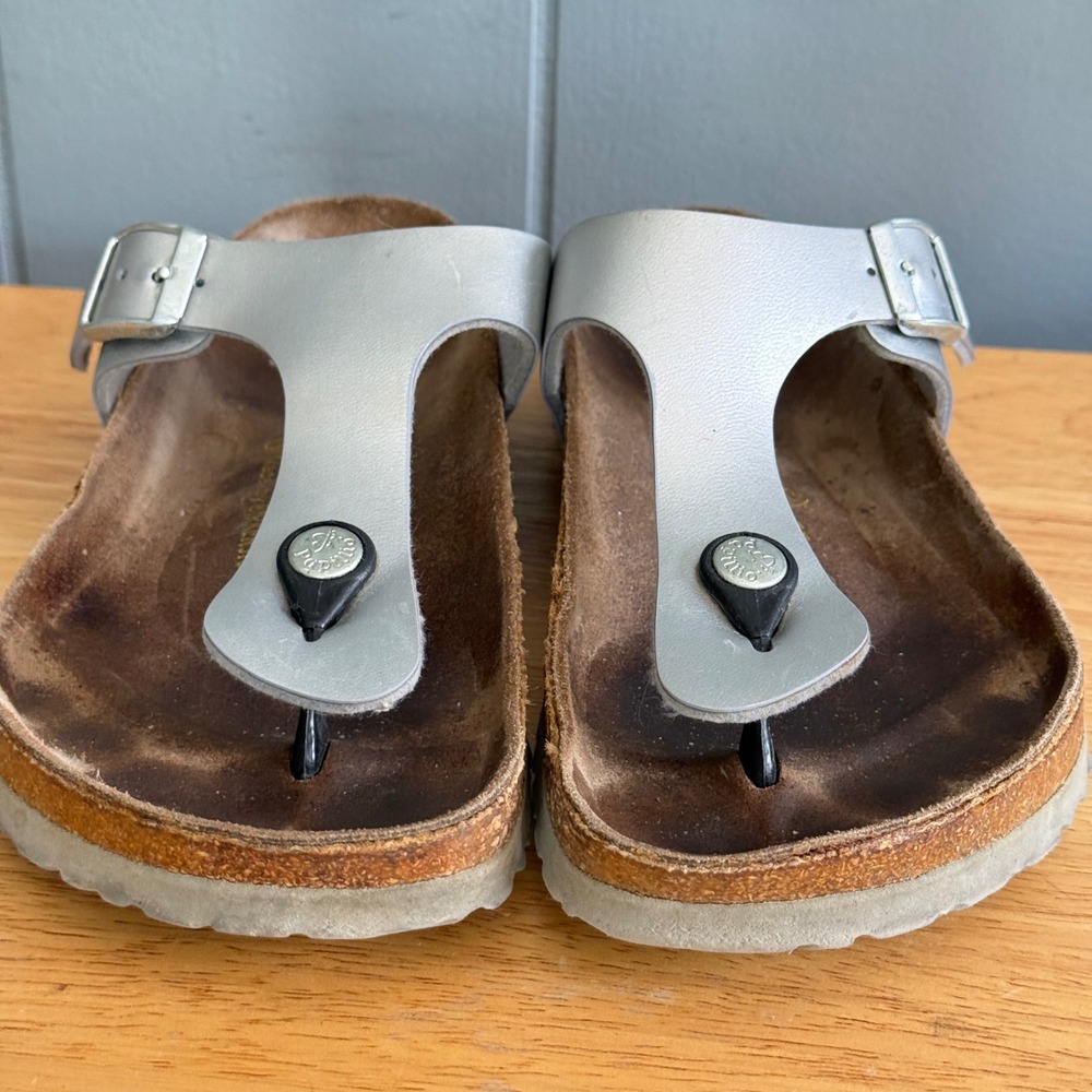 Papillio Birkenstock Gizeh Silver Metallic Thong Sandal EU 36 US 5.5 Womens - Picture 6 of 9